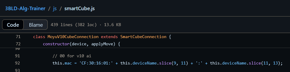 Where to edit MAC address in SmartCube.js